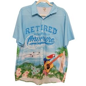 Hardaddy Button Down Shirt Mens Large Blue Retired Not My Problem Tropical‎ Fun
